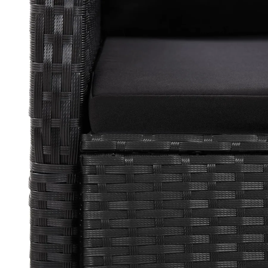 Ensemble à manger de jardin 9pcs coussins noir résine tressée - 5