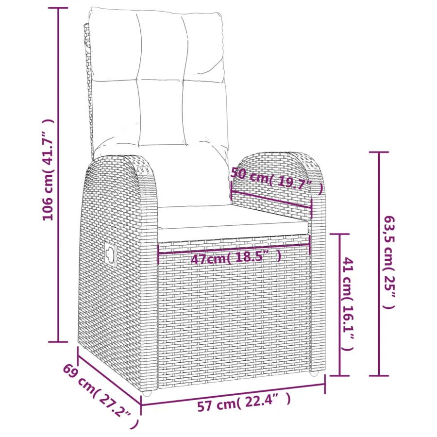 Ensemble à manger de jardin 9pcs coussins noir résine tressée - 9