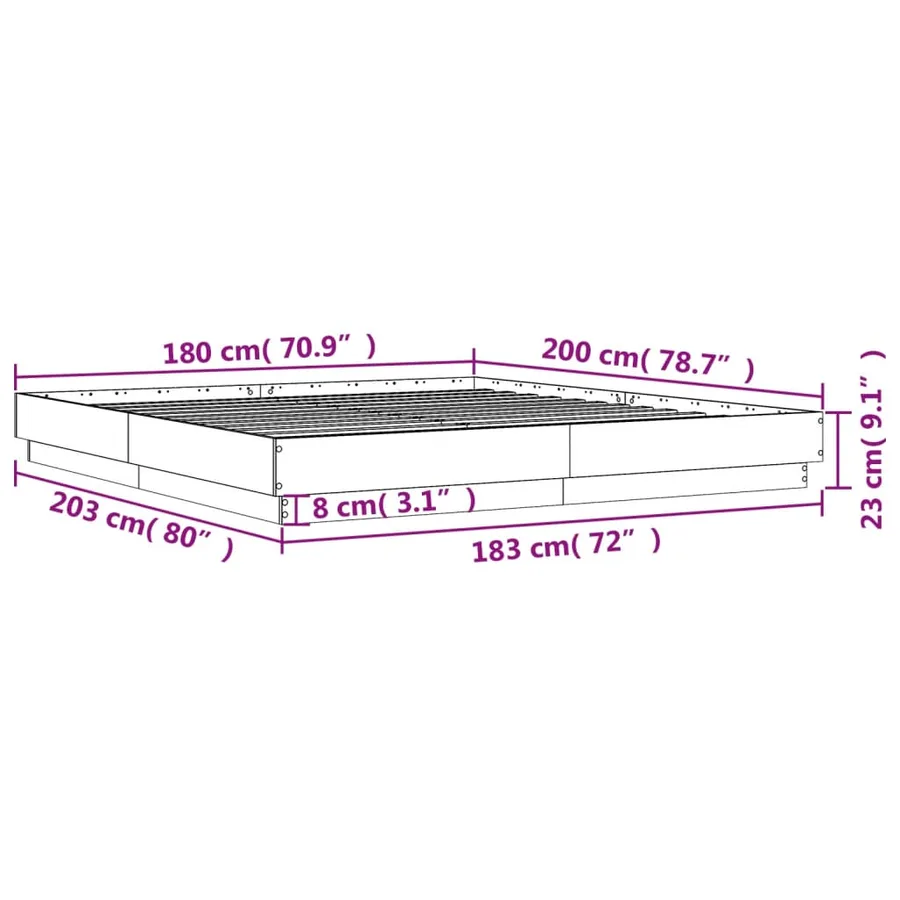Cadre de lit sans matelas chêne sonoma 180x200 cm - 9