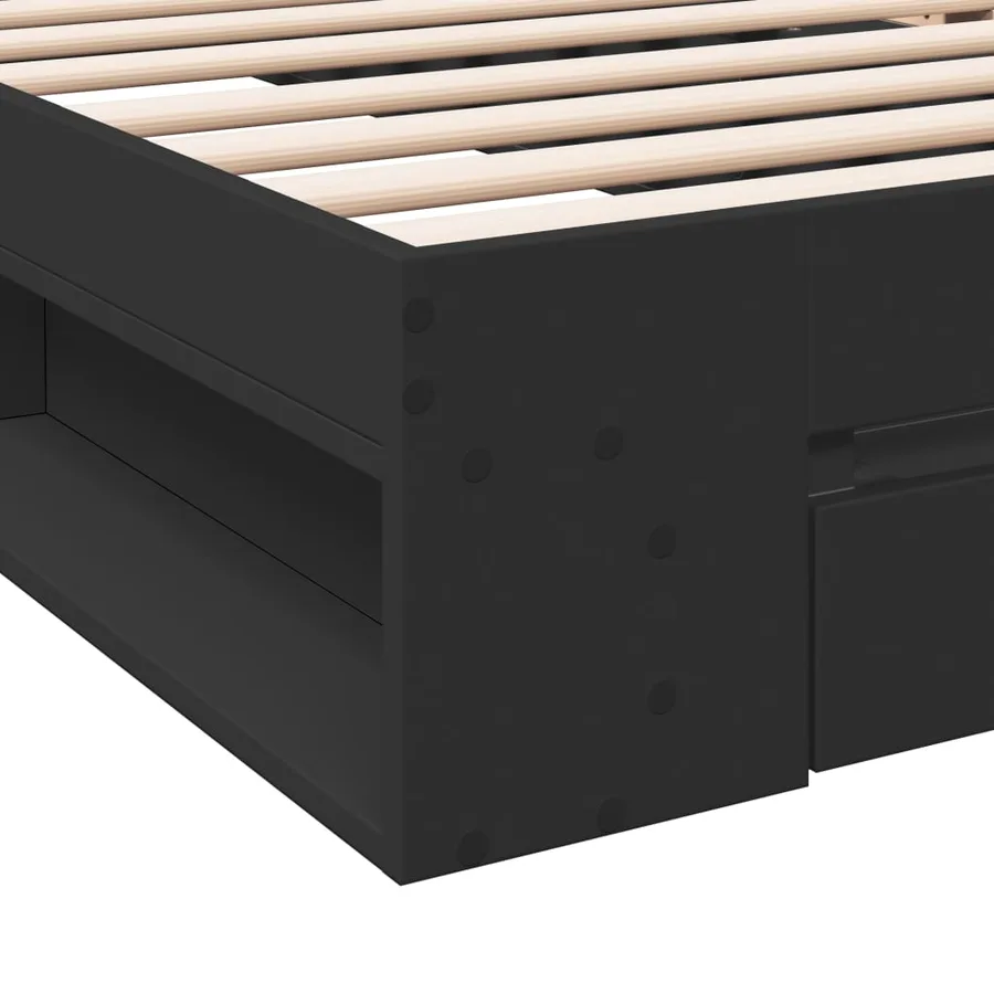 Cadre de lit avec tiroir sans matelas noir 75x190 cm - 8
