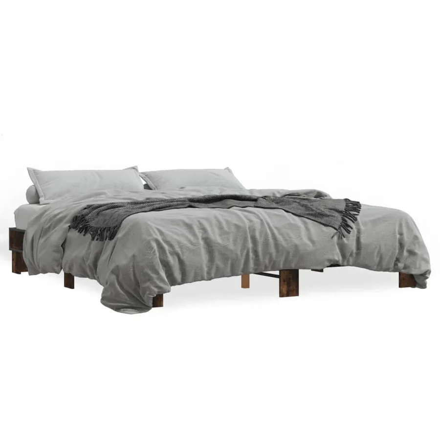 Cadre de lit sans matelas chêne fumé 200x200 cm - 2