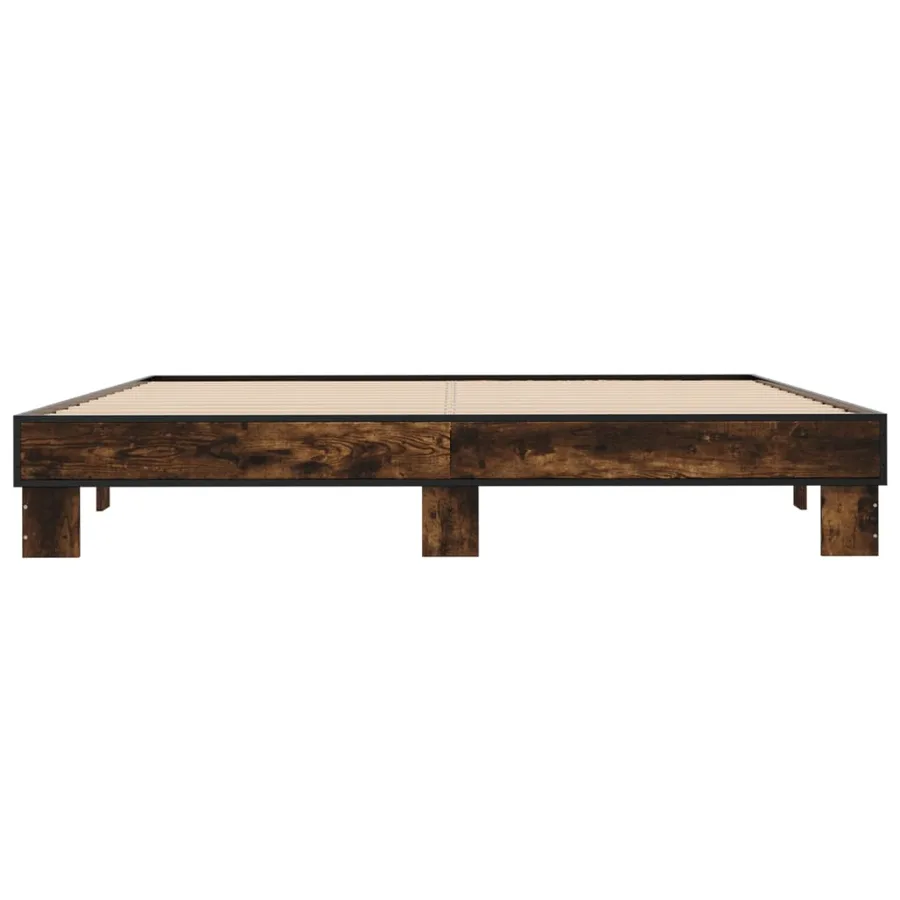 Cadre de lit sans matelas chêne fumé 200x200 cm - 4
