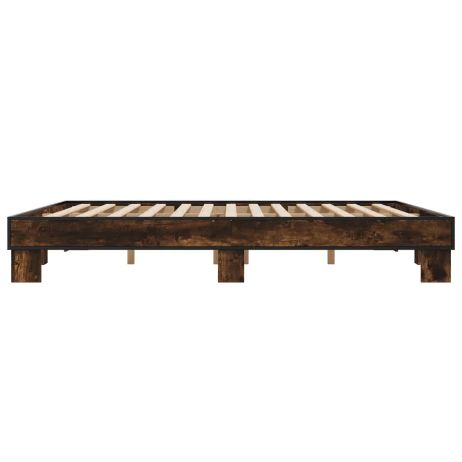 Cadre de lit sans matelas chêne fumé 200x200 cm - 5