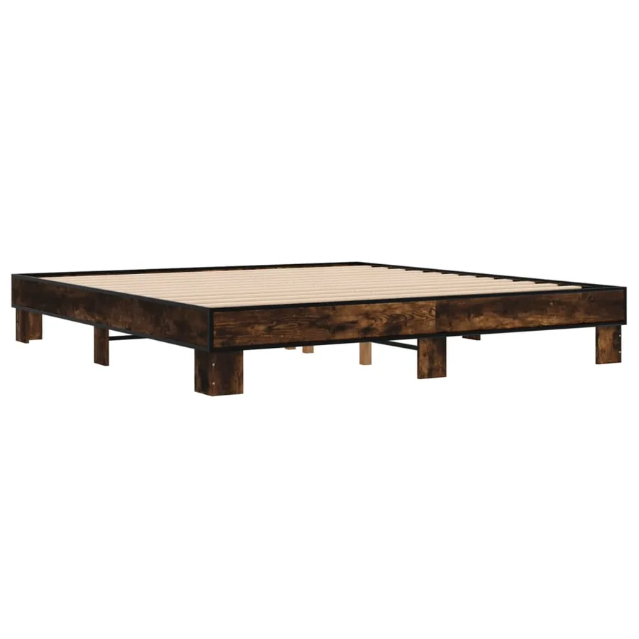Cadre de lit sans matelas chêne fumé 200x200 cm - 6
