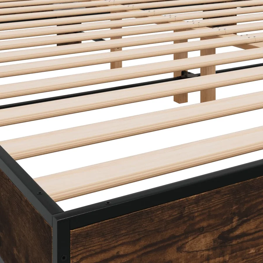 Cadre de lit sans matelas chêne fumé 200x200 cm - 7