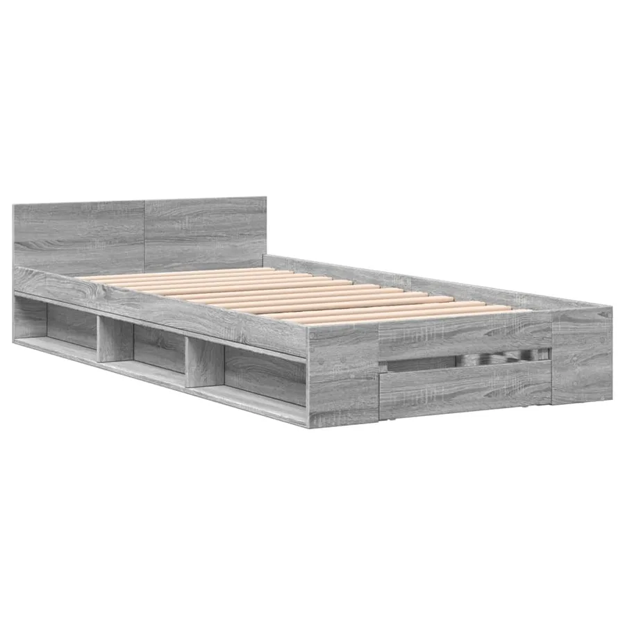 Cadre de lit avec tiroir sans matelas sonoma gris 90x190 cm - 3