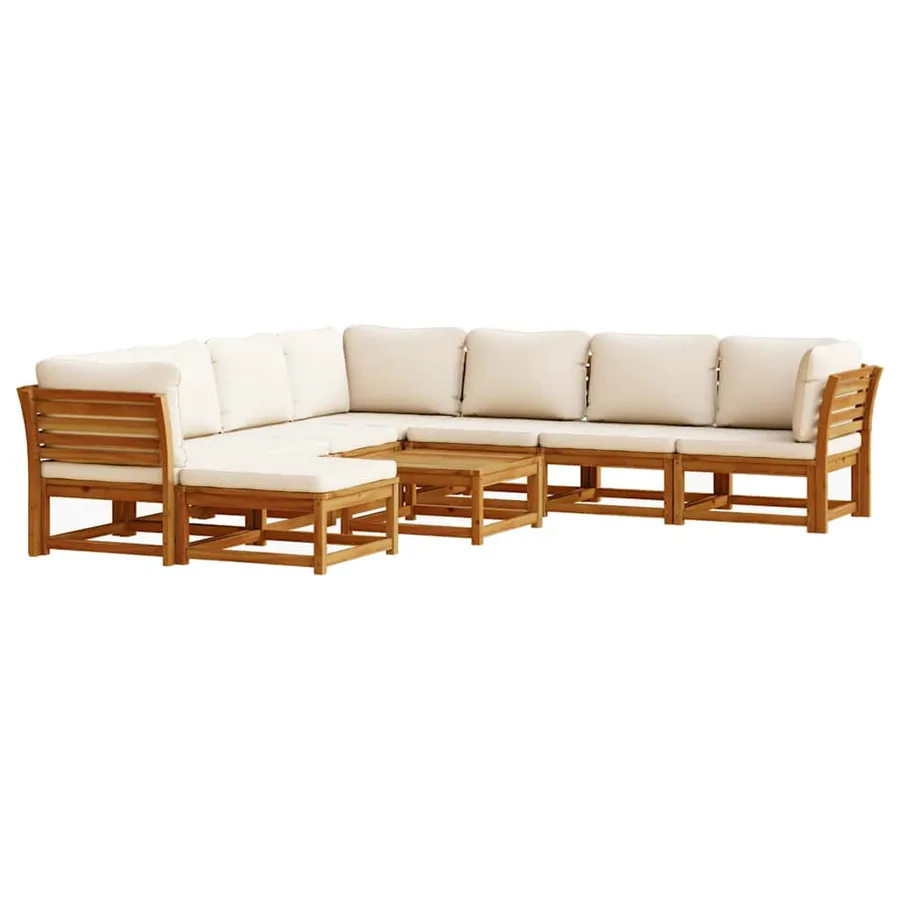 Salon de jardin avec coussins 9 pcs bois massif d'acacia - 2