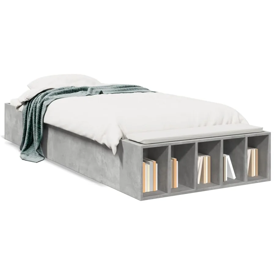 Cadre de lit sans matelas gris béton 100x200 cm - 2