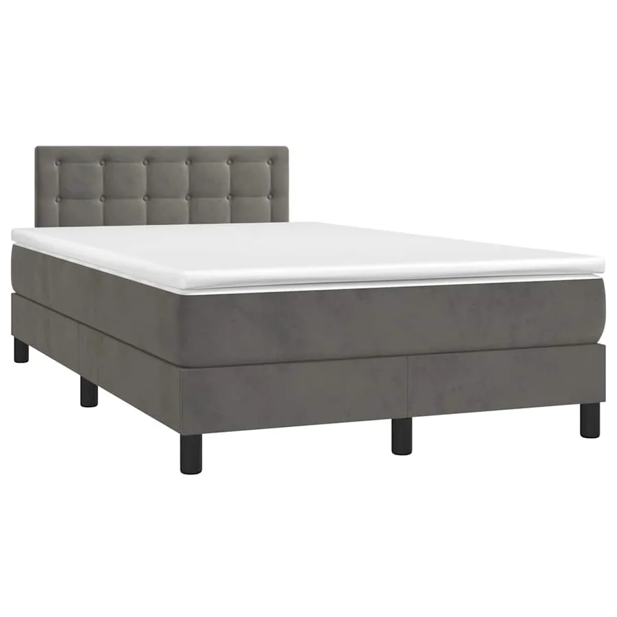 Sommier à lattes de lit avec matelas LED gris foncé 120x190 cm - 3