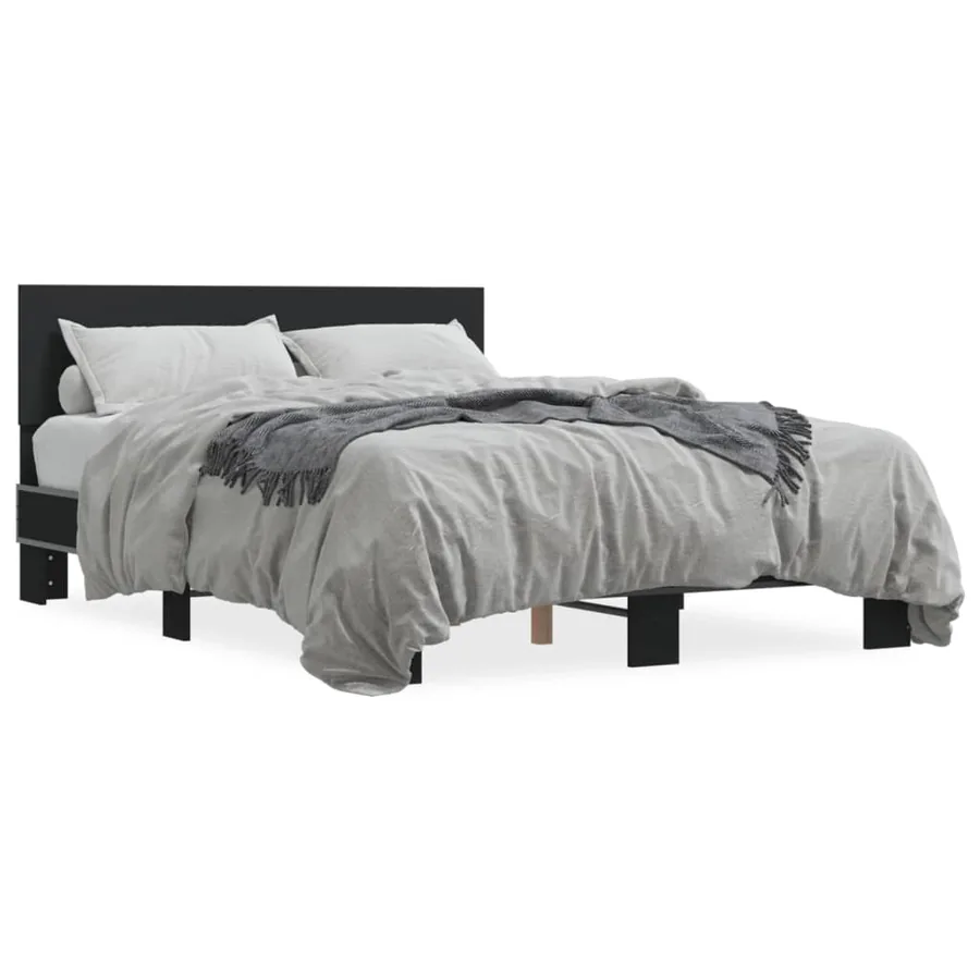 Cadre de lit sans matelas noir 140x190 cm - 2