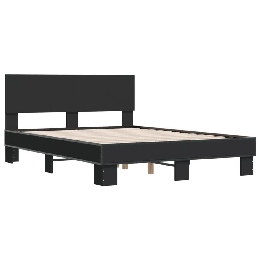 Cadre de lit sans matelas noir 140x190 cm - 3