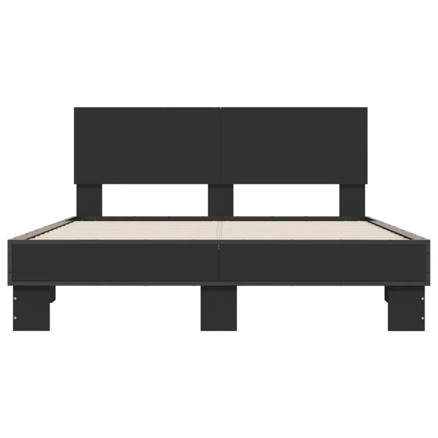Cadre de lit sans matelas noir 140x190 cm - 4