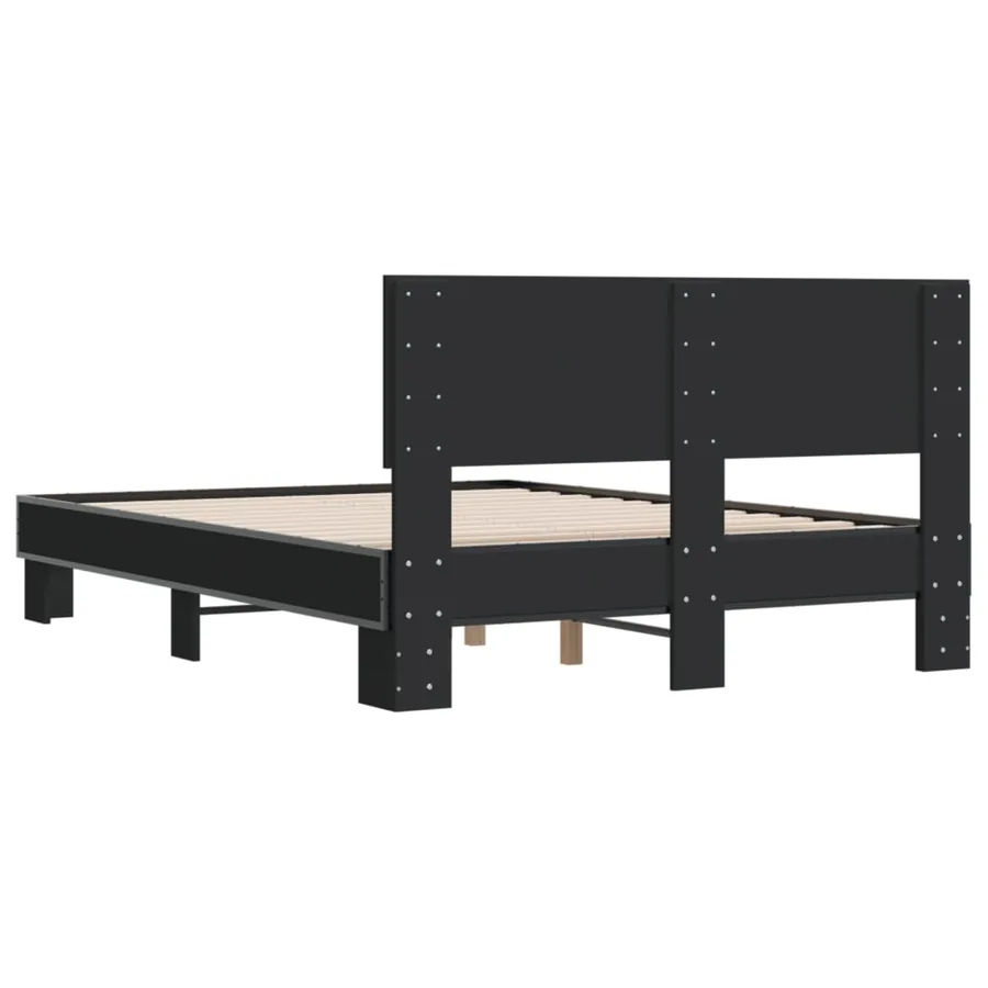 Cadre de lit sans matelas noir 140x190 cm - 6