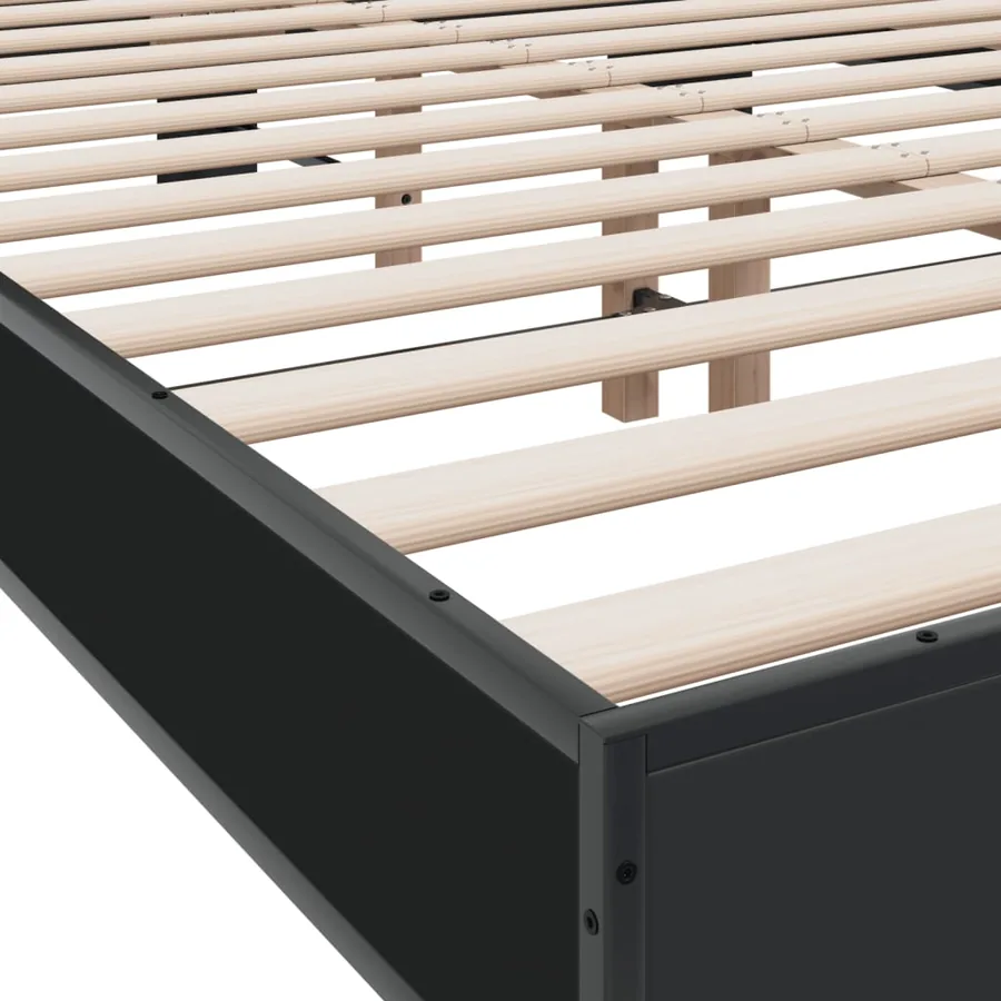 Cadre de lit sans matelas noir 140x190 cm - 7