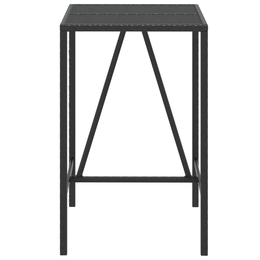 Table de bar et dessus en verre noir 70x70x110 cm poly rotin - 3