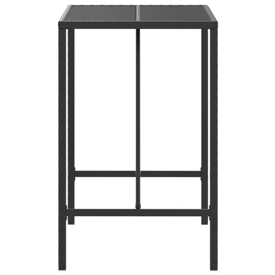 Table de bar et dessus en verre noir 70x70x110 cm poly rotin - 4