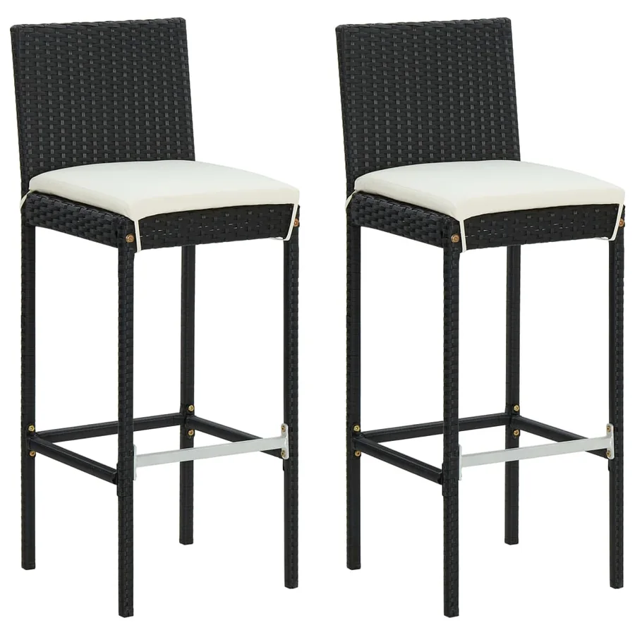 Ensemble de bar de jardin 3 pcs avec coussins noir poly rotin - 4