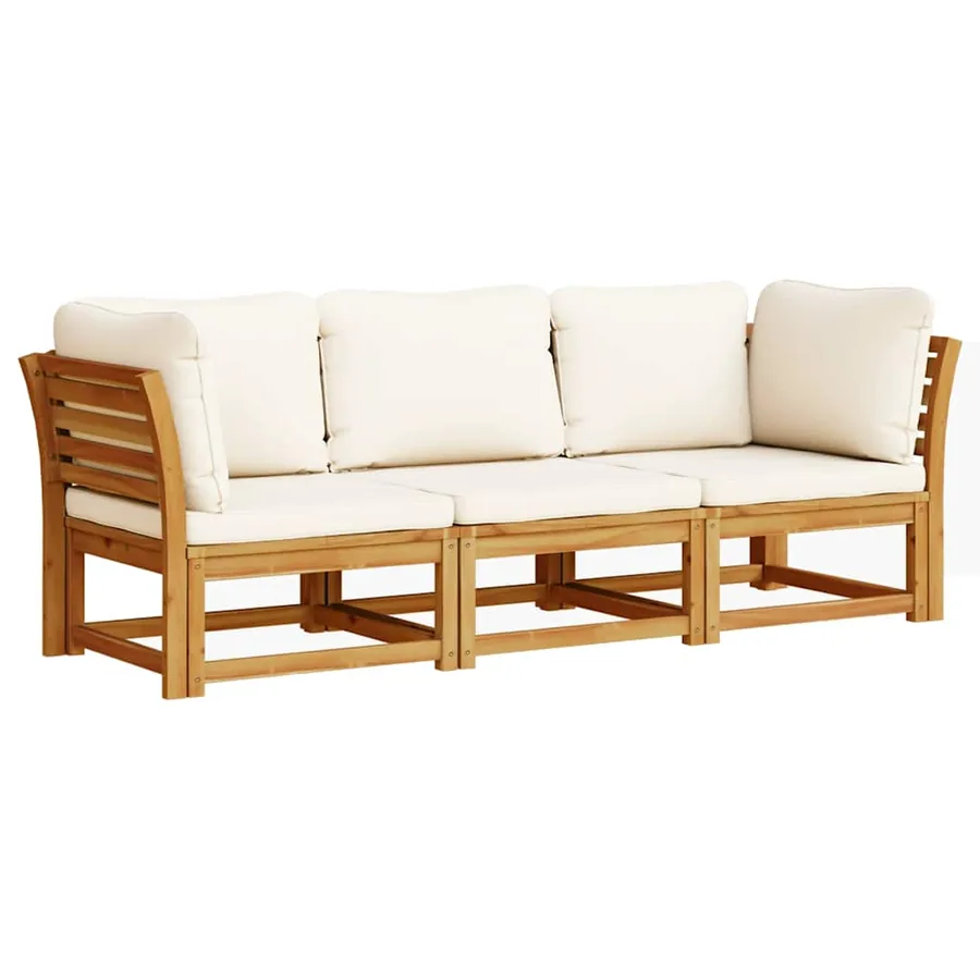 Salon de jardin 3 pcs avec coussins bois massif d'acacia - 2