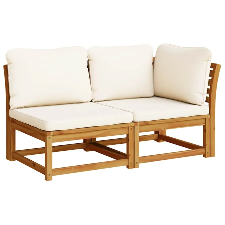 Salon de jardin 3 pcs avec coussins bois massif d'acacia - 5