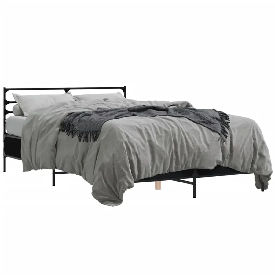 Cadre de lit sans matelas noir 135x190 cm - 2
