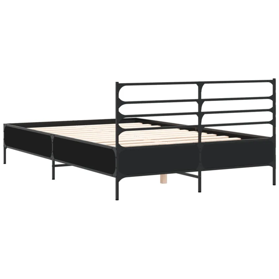 Cadre de lit sans matelas noir 135x190 cm - 6