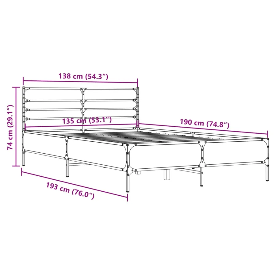 Cadre de lit sans matelas noir 135x190 cm - 9
