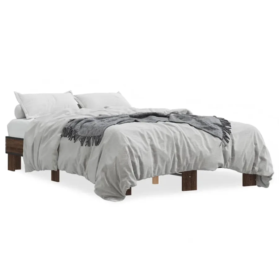 Cadre de lit sans matelas chêne marron 135x190 cm - 2