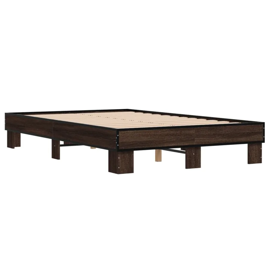 Cadre de lit sans matelas chêne marron 135x190 cm - 3