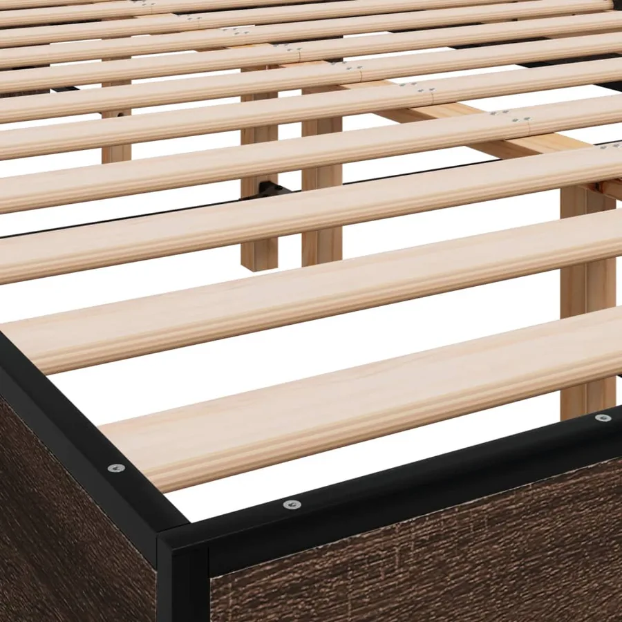 Cadre de lit sans matelas chêne marron 135x190 cm - 7