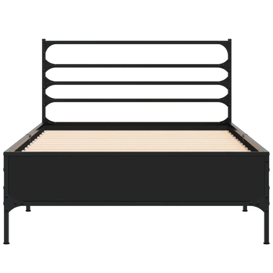 Cadre de lit sans matelas noir 75x190 cm - 4