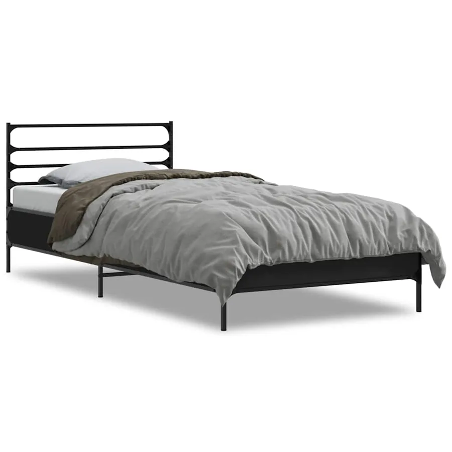 Cadre de lit sans matelas noir 100x200 cm - 2