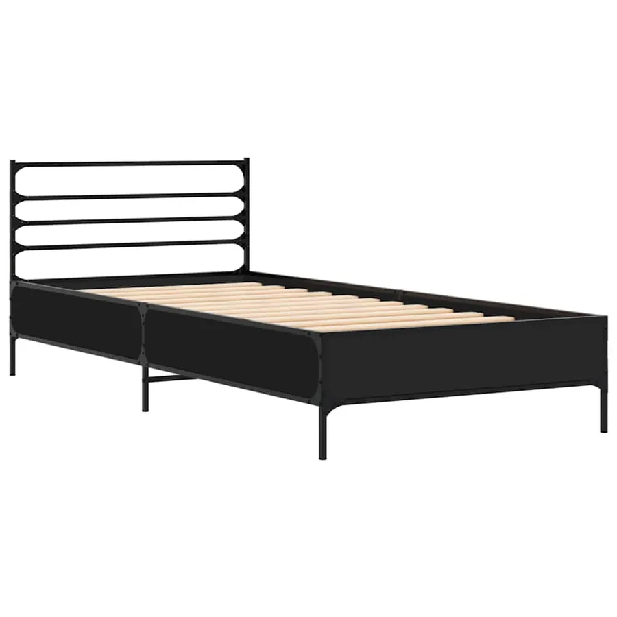 Cadre de lit sans matelas noir 100x200 cm - 3