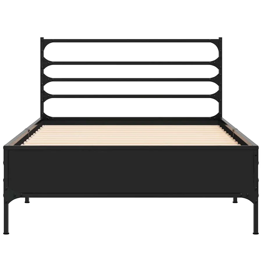 Cadre de lit sans matelas noir 100x200 cm - 4