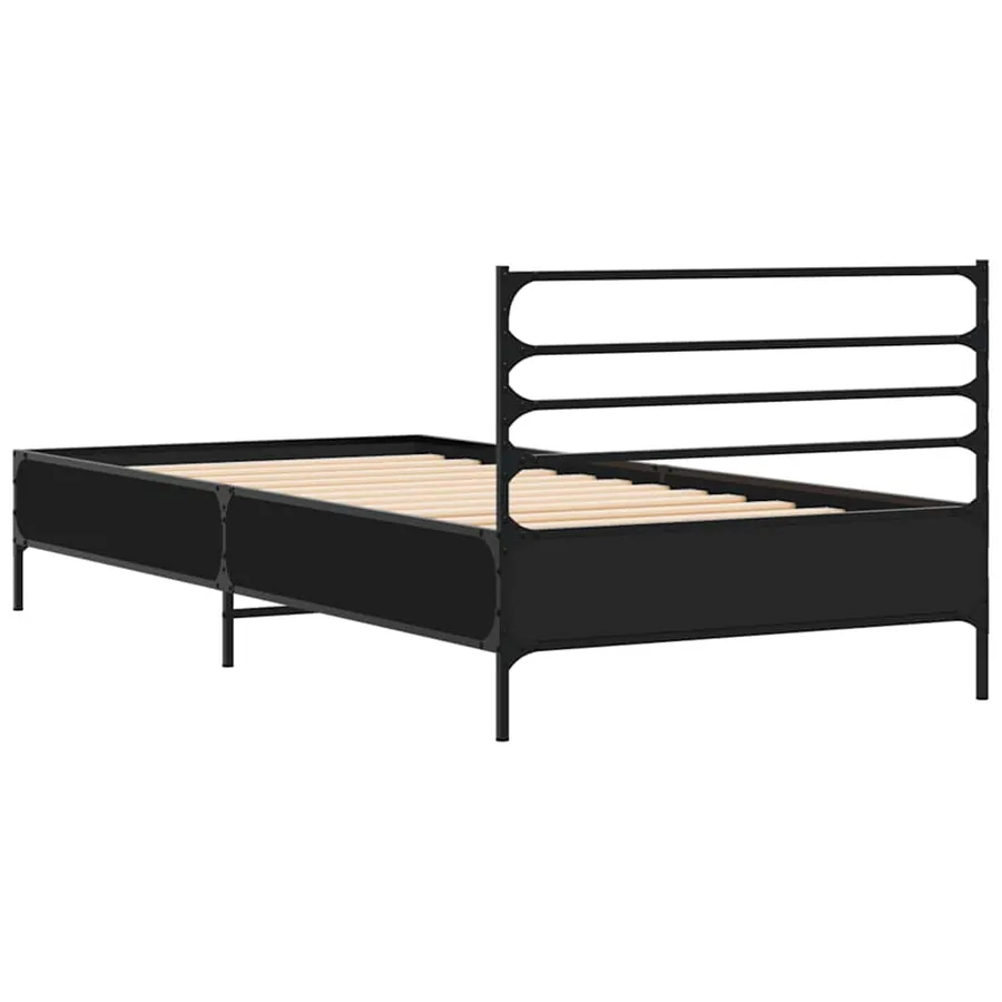 Cadre de lit sans matelas noir 100x200 cm - 6