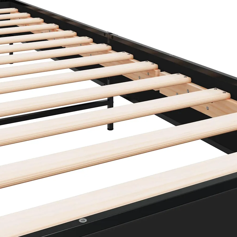 Cadre de lit sans matelas noir 100x200 cm - 7