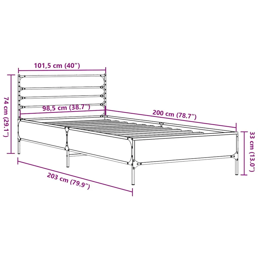 Cadre de lit sans matelas chêne marron 100x200 cm - 9