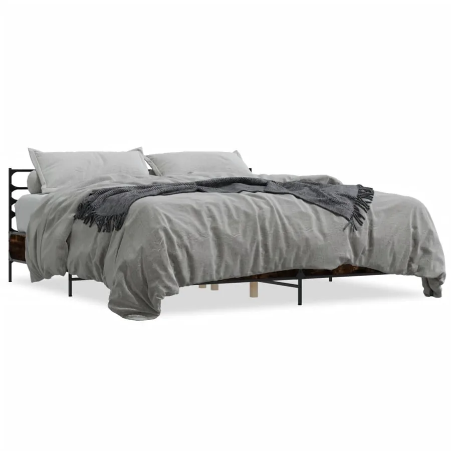 Cadre de lit sans matelas chêne fumé 200x200 cm - 2