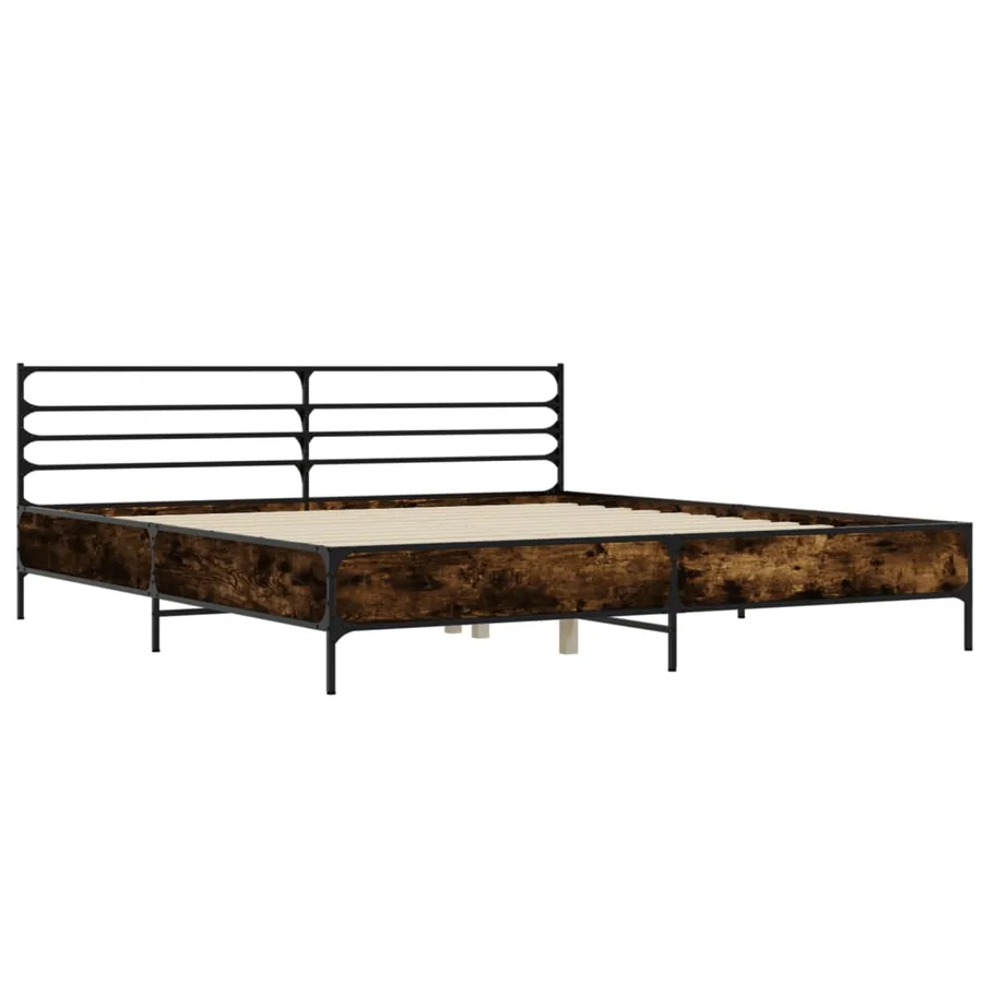 Cadre de lit sans matelas chêne fumé 200x200 cm - 3