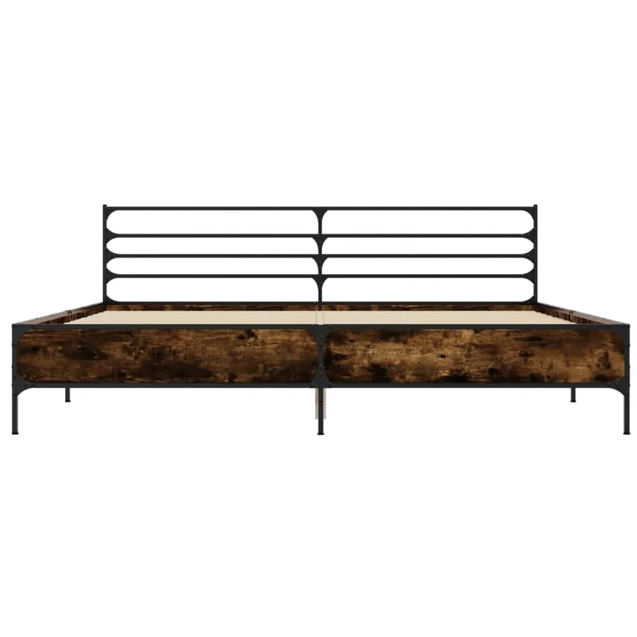 Cadre de lit sans matelas chêne fumé 200x200 cm - 4