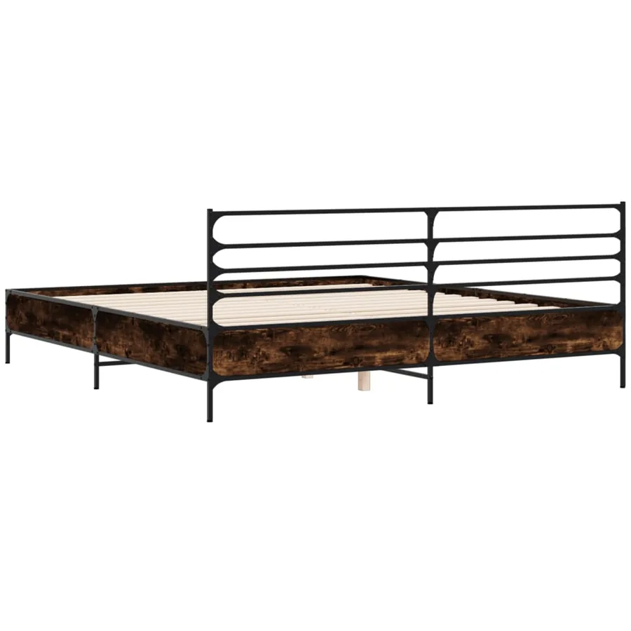 Cadre de lit sans matelas chêne fumé 200x200 cm - 6