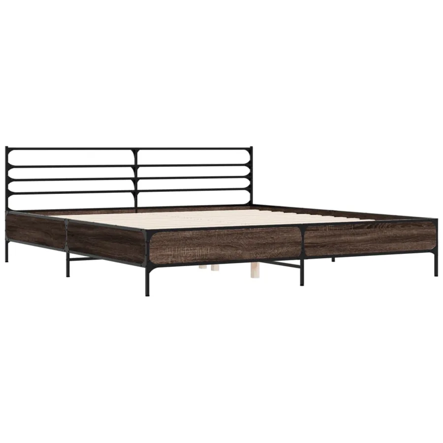 Cadre de lit sans matelas chêne marron 200x200 cm - 3