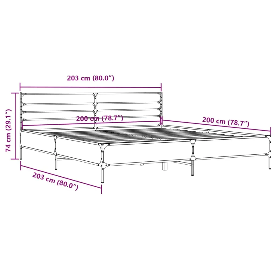 Cadre de lit sans matelas chêne marron 200x200 cm - 9