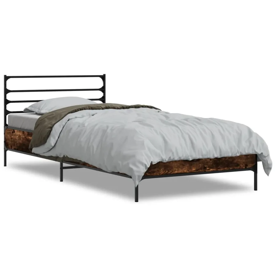 Cadre de lit sans matelas chêne fumé 90x190 cm - 2