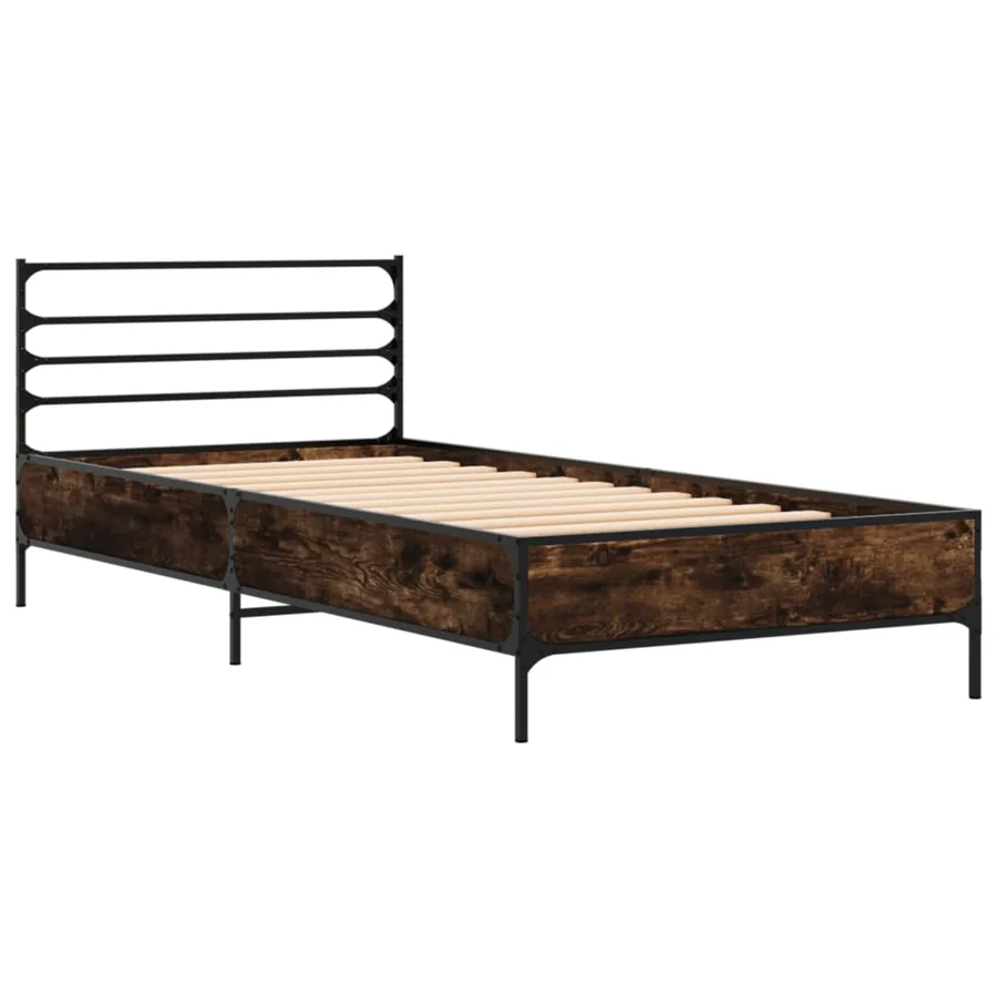 Cadre de lit sans matelas chêne fumé 90x190 cm - 3