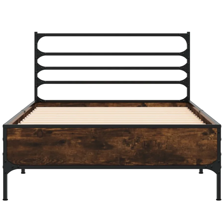 Cadre de lit sans matelas chêne fumé 90x190 cm - 4