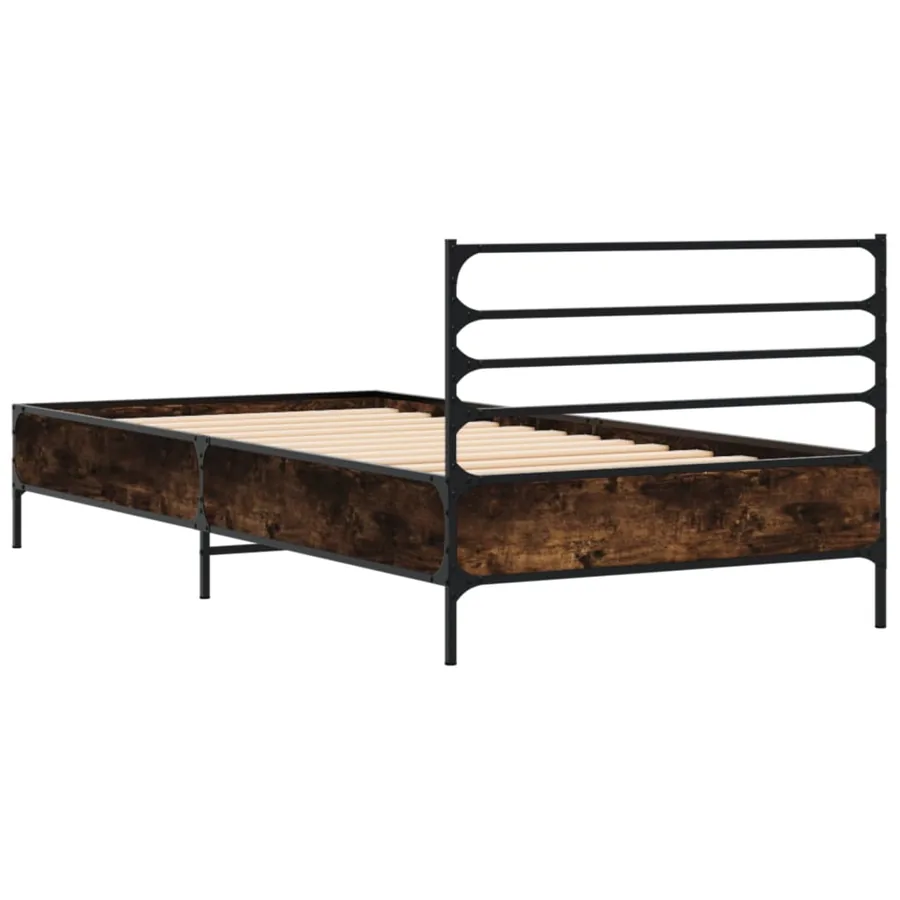 Cadre de lit sans matelas chêne fumé 90x190 cm - 6