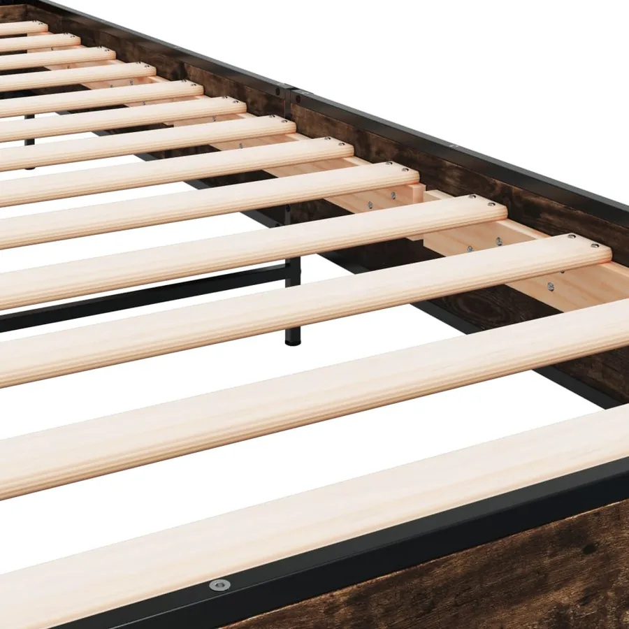 Cadre de lit sans matelas chêne fumé 90x190 cm - 7