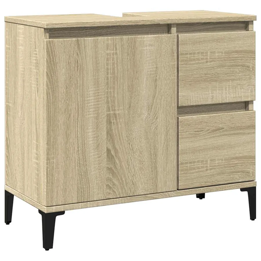 Armoire salle de bain chêne sonoma 65x33x60 cm - 2