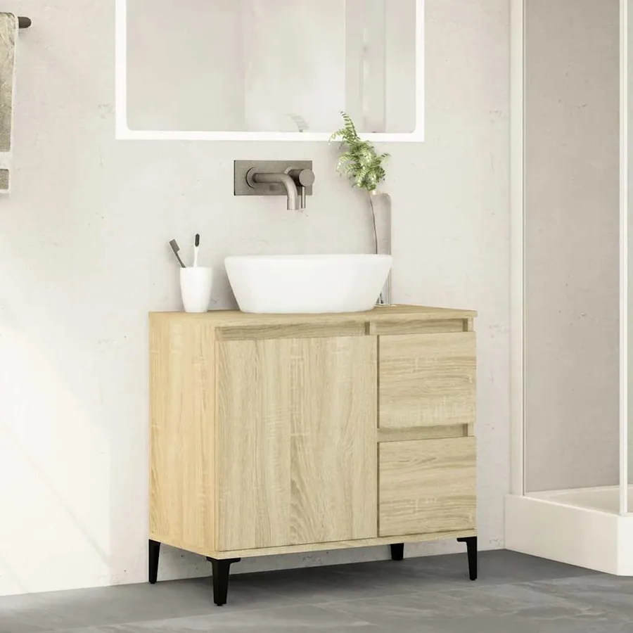 Armoire salle de bain chêne sonoma 65x33x60 cm - 3