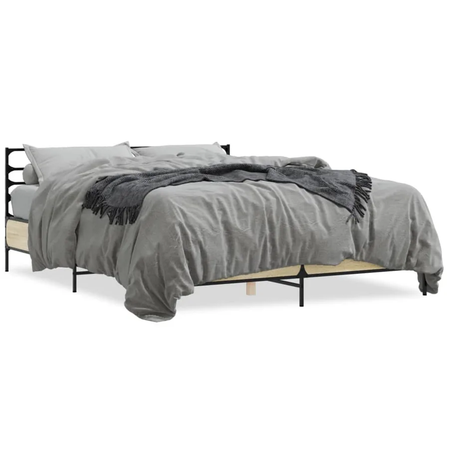 Cadre de lit sans matelas chêne sonoma 160x200 cm - 2